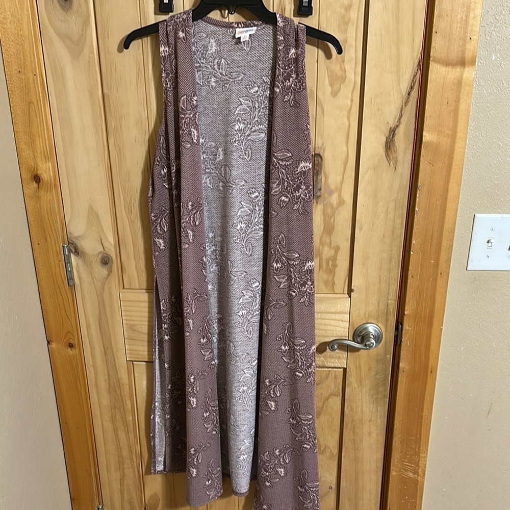 Purple Floral Floral Open Front Vest with side slits
